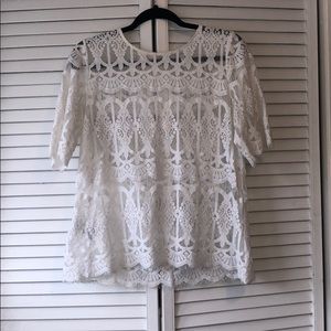 BCBG White Lace Blouse
